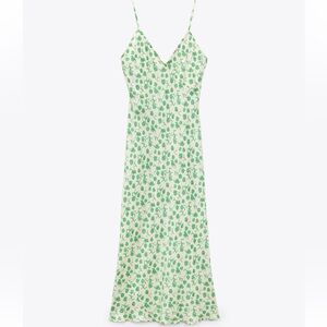 Zara long Print Floral Spaghetti Strap Dress XL NWT